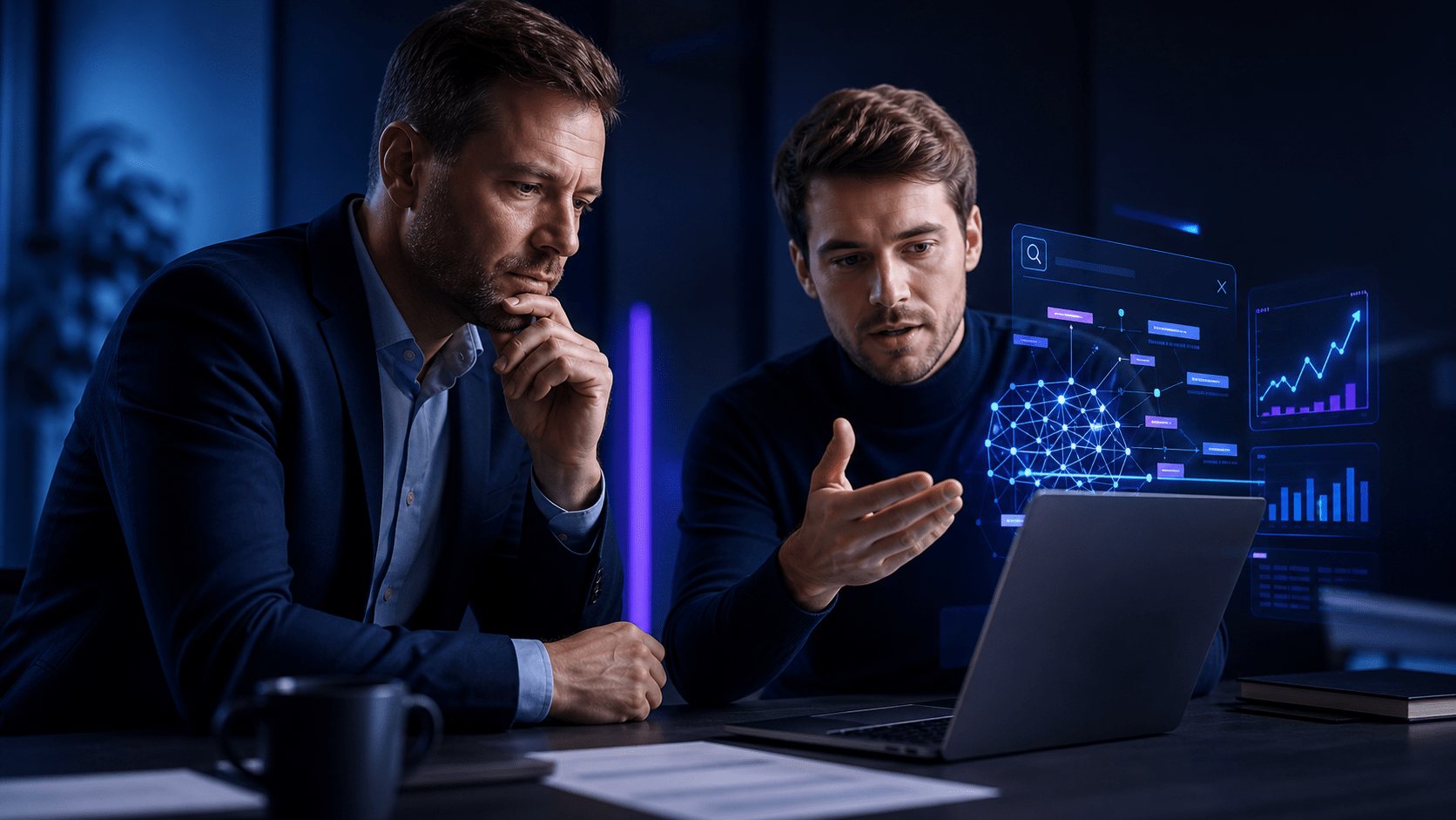 Blog SEO, IA et visibilité digitale 3 Consultant SEO belge utilisant l'intelligence artificielle pour améliorer la visibilité Google d'une PME